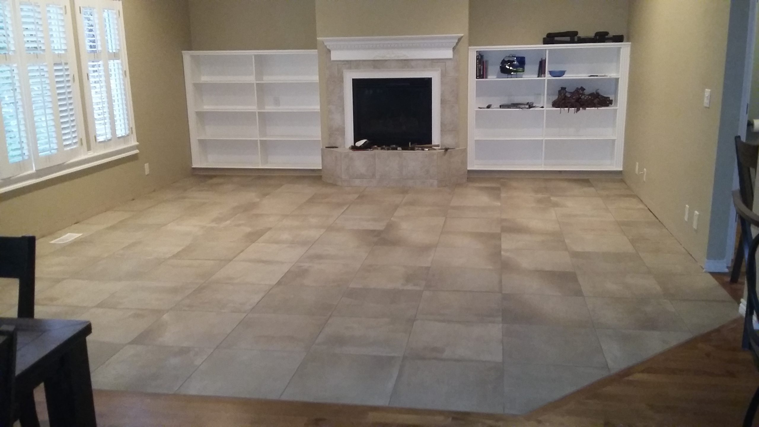 Porcelain tile flooring